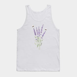 Watercolor lavender and bumble bees. Tank Top